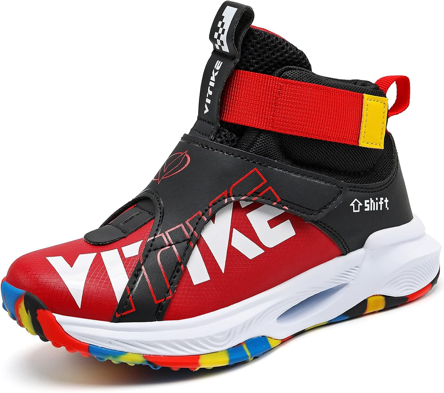 Kids Basketball Shoes High-Top Sports Shoes Sneakers Durable Lace-Up Non-Slip Running Shoes Secure for Little Kids Big Kids and Boys Girls