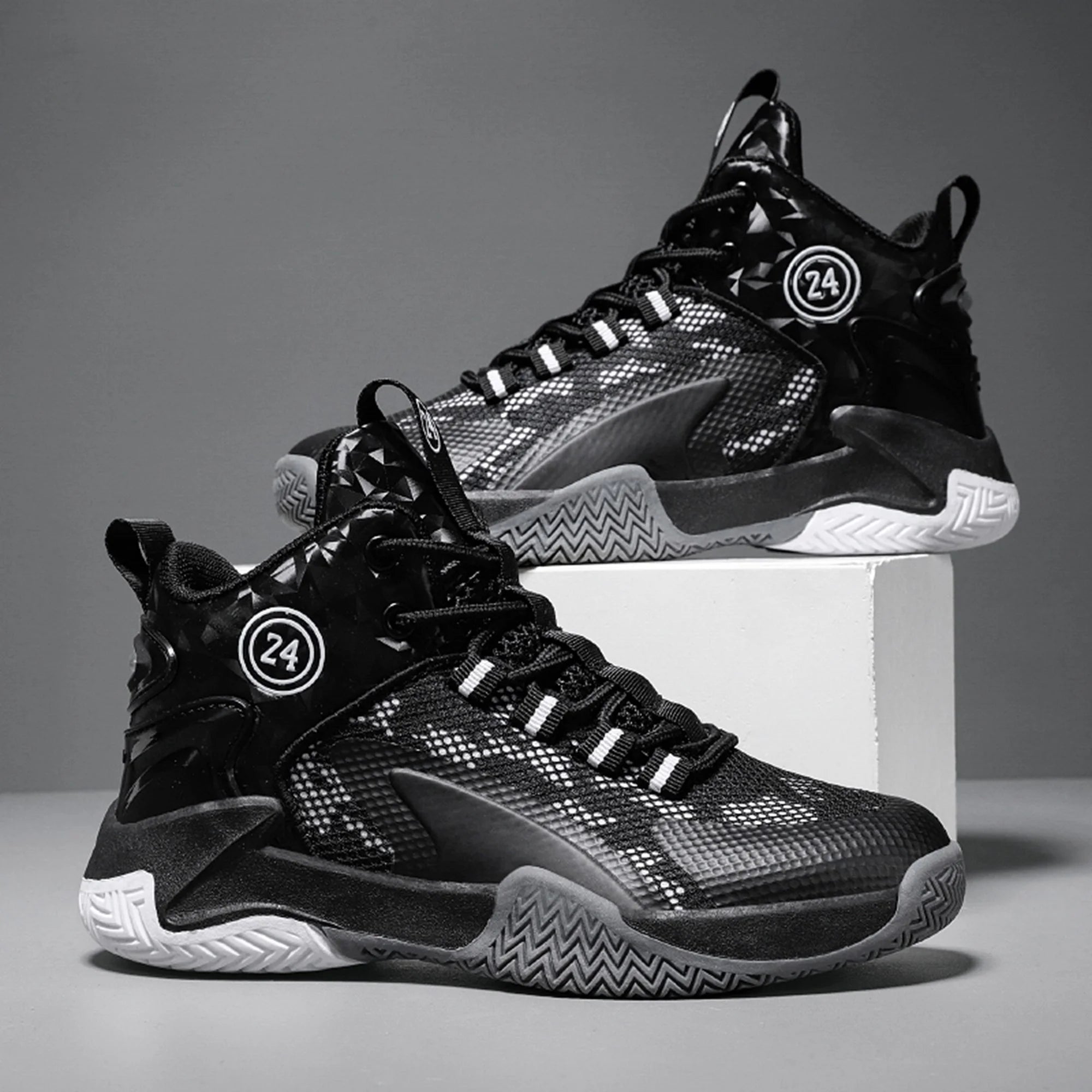 Kid'S Basketball Shoes Boys Sneakers Girls Trainers Comfort High Top Basketball Shoes for Boys(Little Kid/Big Kid) Black