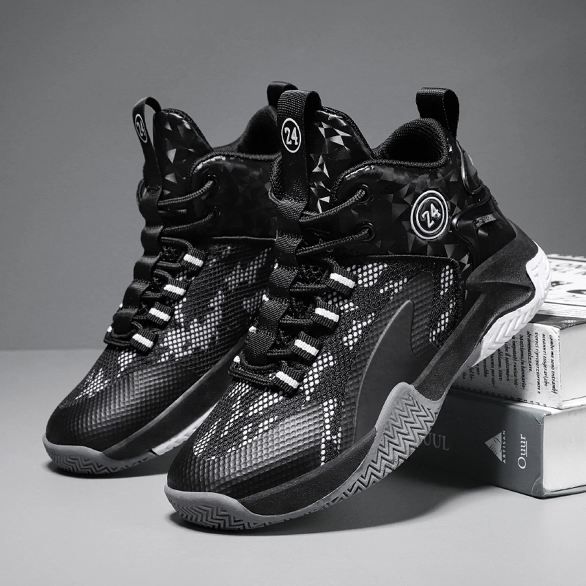 Kid'S Basketball Shoes Boys Sneakers Girls Trainers Comfort High Top Basketball Shoes for Boys(Little Kid/Big Kid) Black