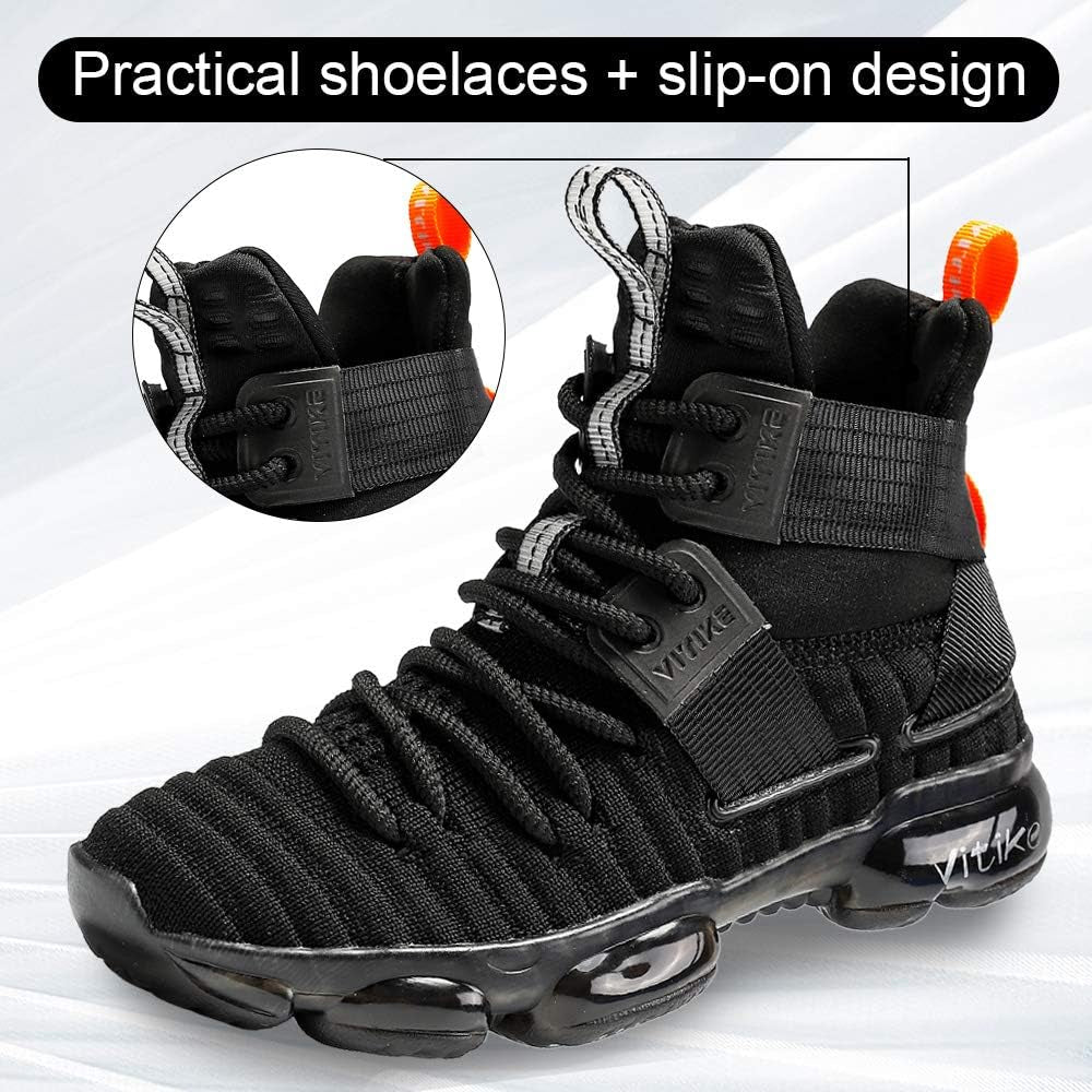 Kids Basketball Shoes High-Top Sports Shoes Sneakers Durable Lace-Up Non-Slip Running Shoes Secure for Little Kids Big Kids and Boys Girls