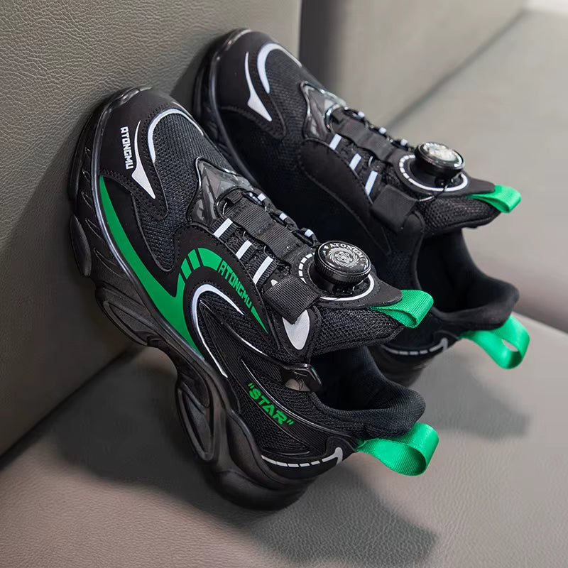 Children Boys Casual Shoes Mesh Sneakers Boys Sport Breathable Tennis Sneaker Baby Girls Spring Fashion Mesh Black Running Shoe