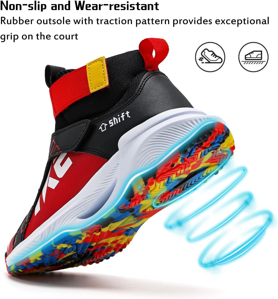 Kids Basketball Shoes High-Top Sports Shoes Sneakers Durable Lace-Up Non-Slip Running Shoes Secure for Little Kids Big Kids and Boys Girls
